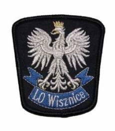Emblemat szkolny na czapkę "LO WISZNICE - czarny"