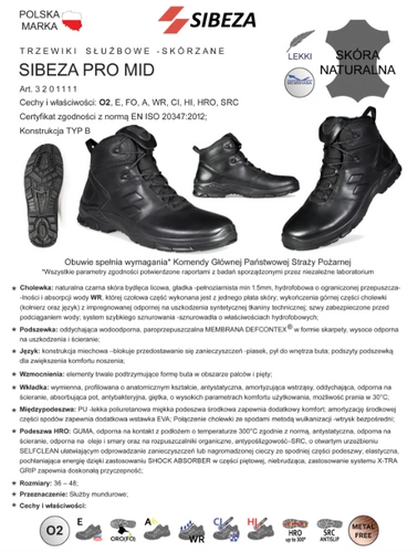 Trzewiki służbowe skórzane - SIBEZA PRO-MID