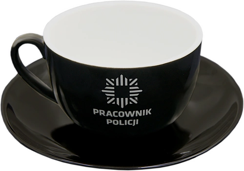 Filiżanka ze spodkiem czarna - Pracownik Policji