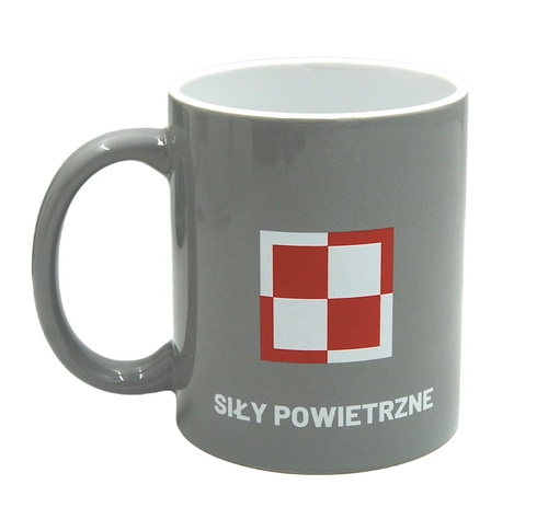 Kubek w kolorze stalowym z logo SP