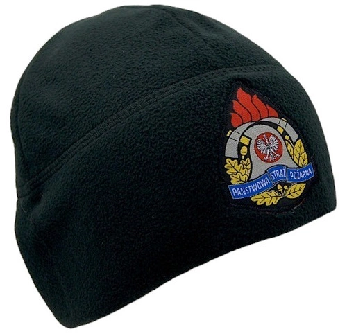 Czapka zimowa z logo PSP - polarowa, czarna