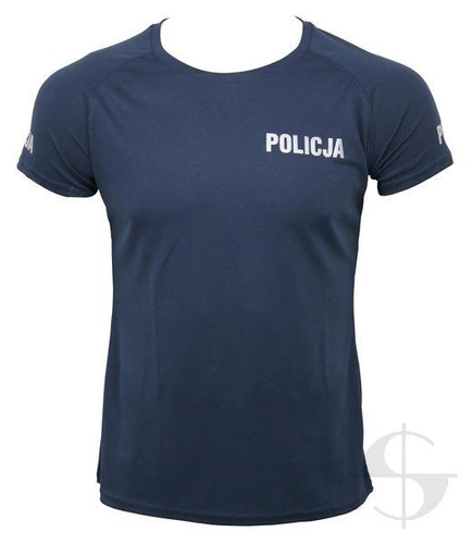 T-shirt poliestrowy, granatowy Policji - damski