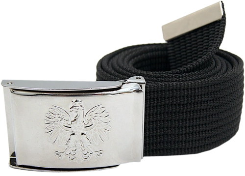 Pas parciany - czarny z klamrą srebrną