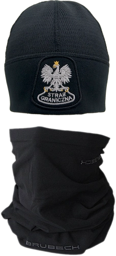 ZESTAW: Czapka zimowa Straży Granicznej i Komin ATHLETIC BRUBECK - czarny