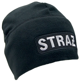 Czapka zimowa z napisem srebrnym STRAŻ - polarowa, czarna