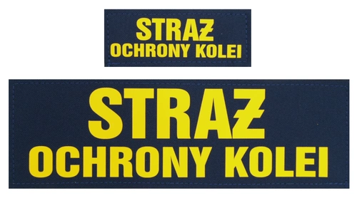 Komplet napisów odblaskowych SOK na kamizelkę taktyczną granatową, żółte napisy.
