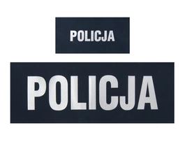 Komplet napisów odblaskowych POLICJA na polar - tło granatowe
