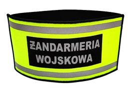 Opaska naramienna odblaskowa z napisem "Żandarmeria Wojskowa" - ze ściągaczem gumowym