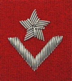 Stopień Wojska Polskiego haftowany bajorkiem do beretu szkarłatnego - młodszy chorąży