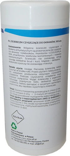 Ściereczki do czyszczenia ekranów , wilgotne