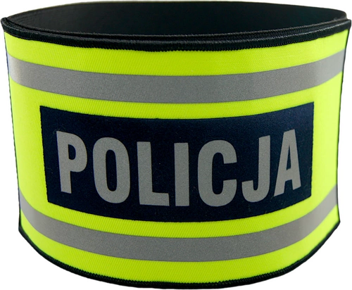 Opaska naramienna odblaskowa z napisem POLICJA - z rzepem