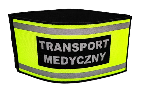 Opaska naramienna odblaskowa z napisem "Transport Medyczny" - z rzepem