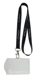 ZESTAW: Smycz czarna - Policja +  holder na karty lub identyfikatory