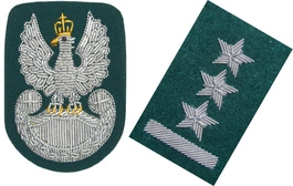 ZESTAW: orzełek i stopień (haftowane bajorkiem) do beretu zielonego Wojska Polskiego
