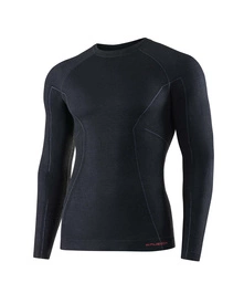 Koszulka męska z długim rękawem ACTIVE WOOL czarna - BRUBECK