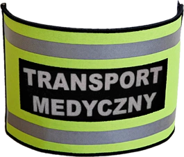Opaska naramienna odblaskowa z napisem "Transport Medyczny" - ze ściągaczem gumowym