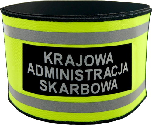 Opaska naramienna odblaskowa z napisem KRAJOWA ADMINISTRACJA SKARBOWA - z rzepem