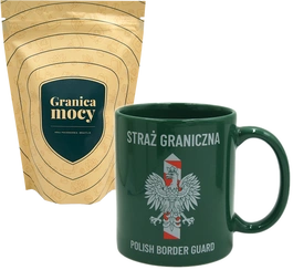 ZESTAW: Kawa mielona lub ziarnista dedykowana funkcjonariuszom Straży Granicznej i Kubek zielony - Straż Graniczna
