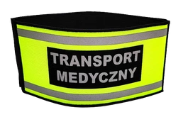 Opaska naramienna odblaskowa z napisem "Transport Medyczny" - ze ściągaczem gumowym