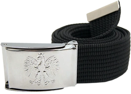 Pas parciany - czarny z klamrą srebrną