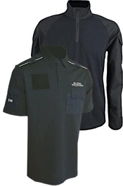 ZESTAW: Combat Shirt - bluza pod kamizelkę taktyczną - czarny i Koszulka specjalna (typu polo) Służby Więziennej