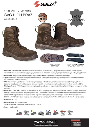 Trzewiki taktyczne SVG-HIGH, brąz - SIBEZA