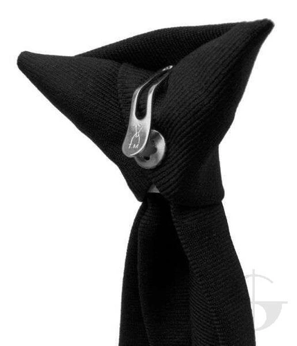 Krawat czarny "bezpieczny" na klips