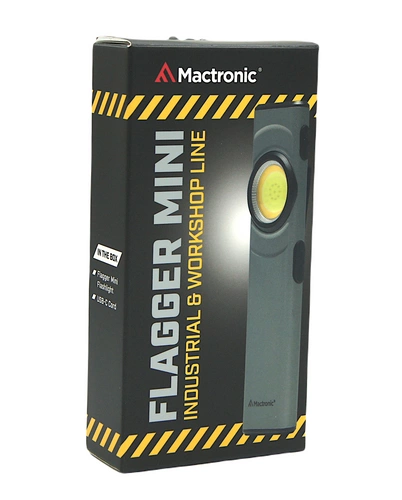 Latarka ręczna Mini Flagger, Mactronic, 500 lm, ładowalna (akumulator 3.7V 450mAh 602040), zestaw (klips, kabel usb c), pudełko