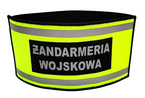 Opaska naramienna odblaskowa z napisem "Żandarmeria Wojskowa" - ze ściągaczem gumowym