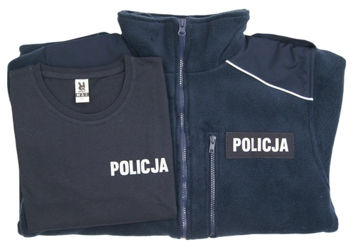 ZESTAW: T-shirt granatowy Policji - damski i Bluza polarowa Policji