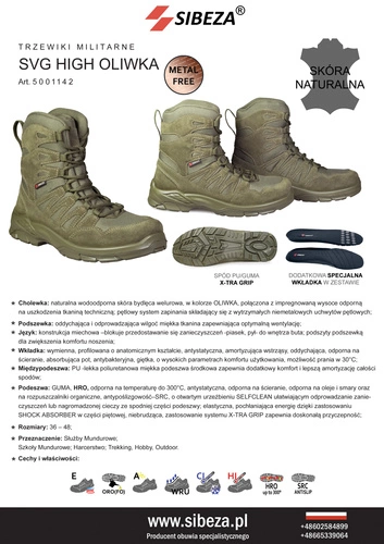 Trzewiki taktyczne SVG-HIGH, olive - SIBEZA