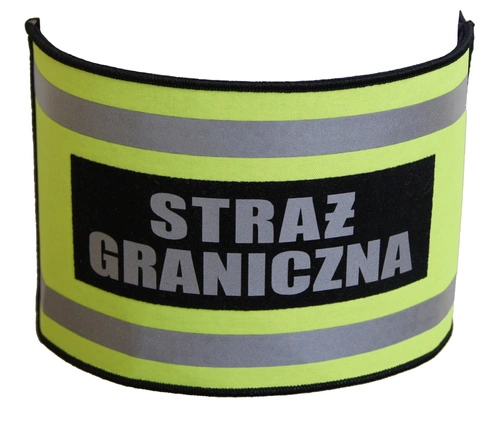 Opaska naramienna odblaskowa z napisem STRAŻ GRANICZNA - ze ściągaczem gumowym