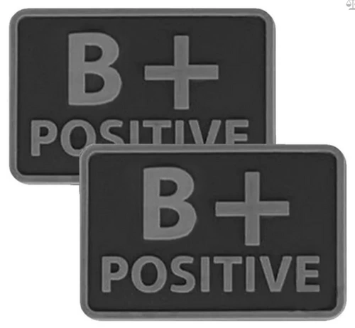 Emblemat PVC Helikon grupa krwi B/Rh+ Czarny - 2 szt.