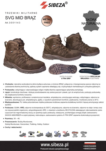 Trzewiki taktyczne SVG-MID, brąz - SIBEZA
