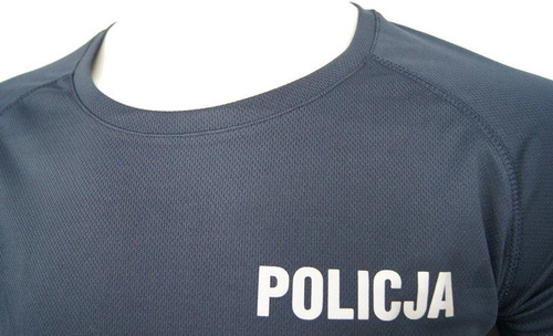 T-shirt poliestrowy, granatowy Policji - damski