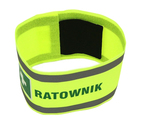 Opaska naramienna odblaskowa RATOWNIK + symbol krzyża - z rzepem
