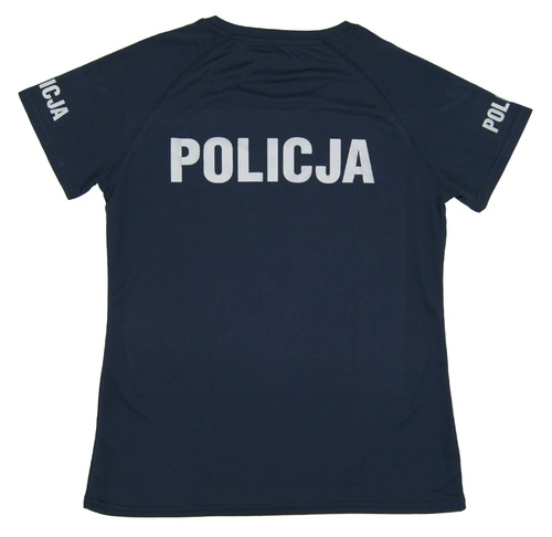 T-shirt poliestrowy, granatowy Policji - damski