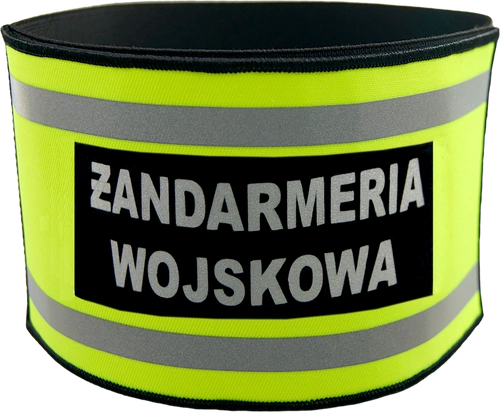 Opaska naramienna odblaskowa z napisem "Żandarmeria Wojskowa" - ze ściągaczem gumowym