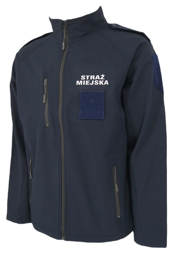 Kurtka Softshell Straż Miejska - granatowy z pagonami - srebrne napisy