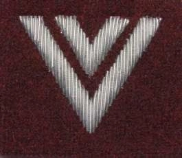 Stopień Wojska Polskiego haftowany bajorkiem do beretu bordowego (tłoczonego) - starszy sierżant