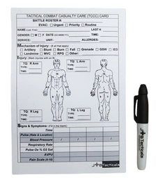 TCCC Card polowa karta ewakuacyjna, karta żołnierza + marker