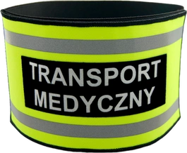 Opaska naramienna odblaskowa z napisem "Transport Medyczny" - ze ściągaczem gumowym