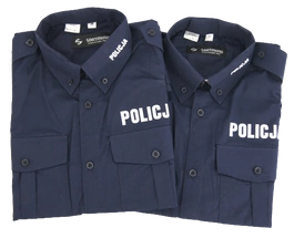 ZESTAW: dwie koszule Policji - granatowe, męskie z krótkim rękawem