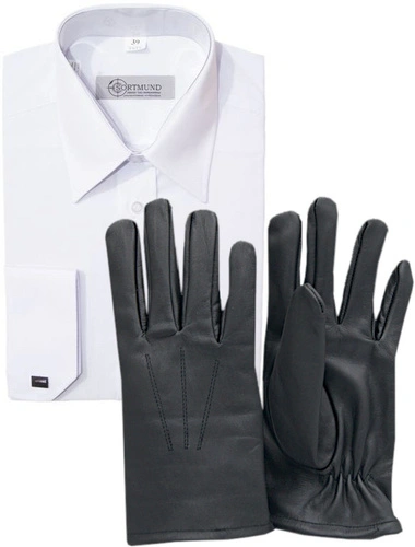 ZESTAW: Koszula biała, gładka - długi rękaw, męska i Rękawiczki oficerskie zimowe