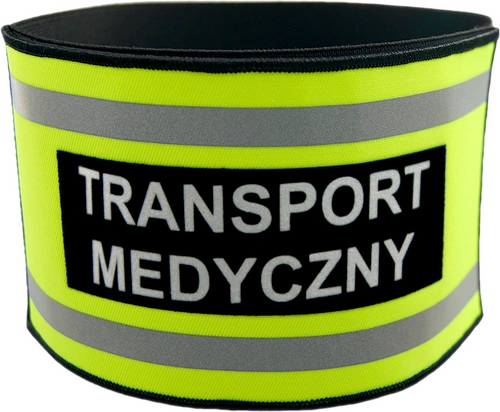 Opaska naramienna odblaskowa TRANSPORT MEDYCZNY - z gumą