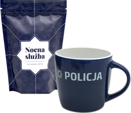 ZESTAW: Kawa mielona lub ziarnista dedykowana funkcjonariuszom Policji i Kubek - Policja