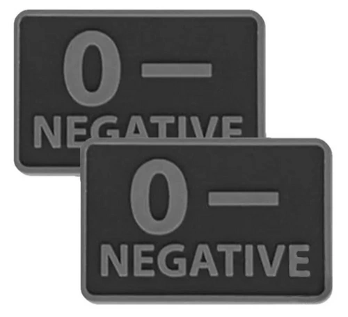 Emblemat PVC Helikon grupa krwi 0/Rh- Czarny - 2 szt. 