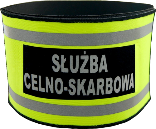 Opaska naramienna odblaskowa z napisem SŁUŻBA CELNO-SKARBOWA - ze ściągaczem gumowym