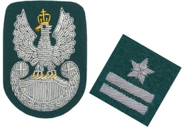 ZESTAW: orzełek i stopień (haftowane bajorkiem) do beretu zielonego Wojska Polskiego