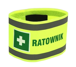 Opaska naramienna odblaskowa RATOWNIK + symbol krzyża - z rzepem